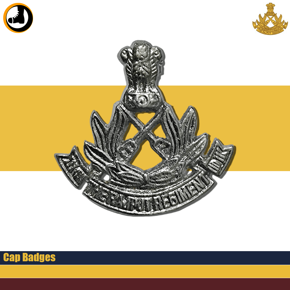 India) The 7th Rajput Regiment – King's Crown Gilding Metal Pagri Badge –  Steady The Buffs Militaria