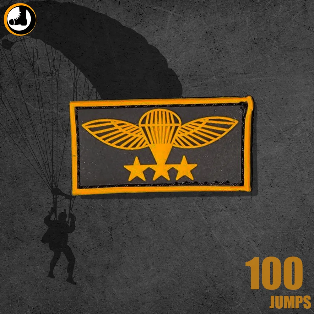 100 2 Jumps rubber 100 Jumps PARA Wings Badge (Rubber) (Size - 6cm X 3cm) - Image 1