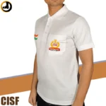 CISF White Collared T-shirts (Embroidery Logo) - Image 2