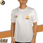 CISF White Round Neck T-shirts (Embroidery Logo)