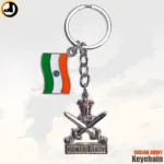 Indian Army Silver Keychain with Indian Flag