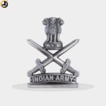 Double-Sided Indian Army Car Dashboard Emblem – Silver Finish