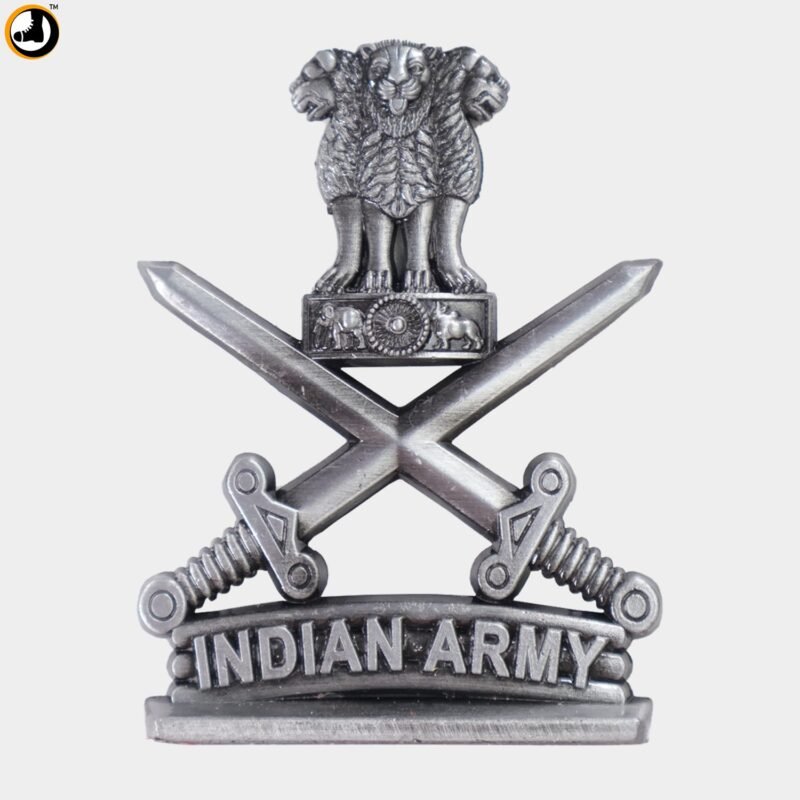 Double-Sided Indian Army Car Dashboard Emblem – Silver Finish - Image 3