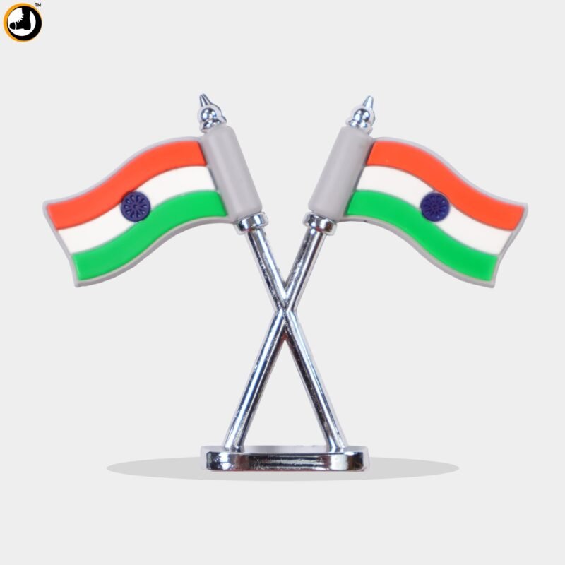 Double Indian National Flag Car Dashboard Emblem – Rubber Flags