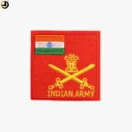 Premium Quality Red Indian Army Patch with Indian Flag (Full Embroidery)