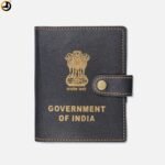 Government of India ID Card Cover with closing (Black leather) (Size-12cm X 09cm)