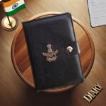 Diary with Indian Air Force Logo (Black Leather) (Size - 21cm X 15cm)