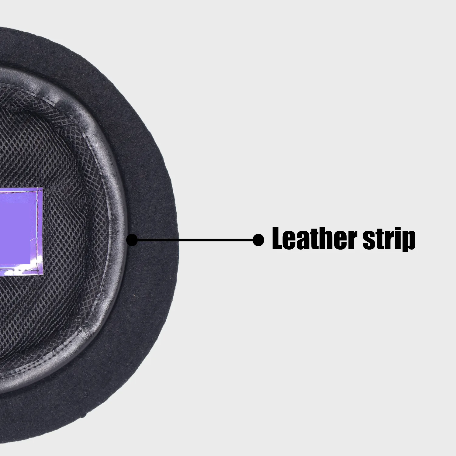 Black Beret Cap with Leather Strip - Image 4
