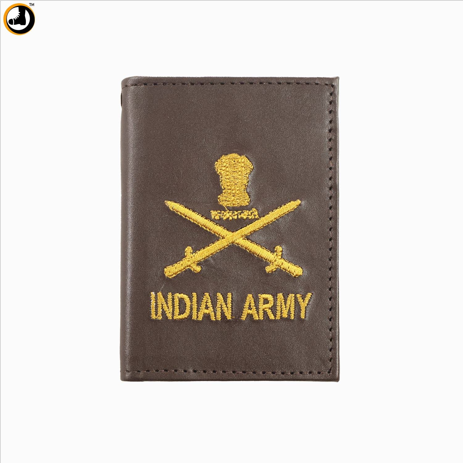 INDIAN ARMY CARD HOLDER ONLINE ARMY STORE 4 Indian Army Embroidery Leather Card Holder - Image 1