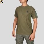 Olive Green T-Shirt with Indian Army Insignia & Velcro Sleeve Patches