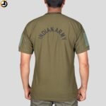 Olive Green T-Shirt with Indian Army Insignia & Velcro Sleeve Patches - Image 3