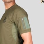 Olive Green T-Shirt with Indian Army Insignia & Velcro Sleeve Patches - Image 6