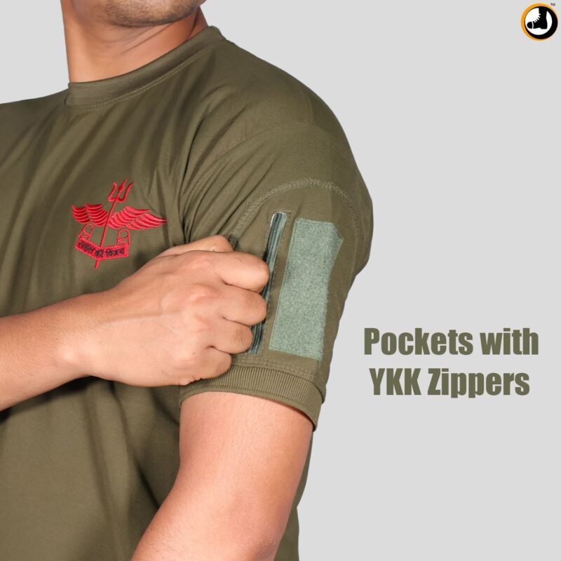 Olive Green T-Shirt with NSG SAG Insignia & Velcro Sleeve Patches - Image 4