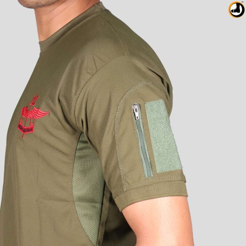 Olive Green T-Shirt with NSG SAG Insignia & Velcro Sleeve Patches - Image 5
