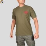 Olive Green T-Shirt with NSG SAG Insignia & Velcro Sleeve Patches - Image 2