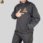 Indian Army Tracksuit (Black with Green Strips) with Bottom Zipper - Image 3