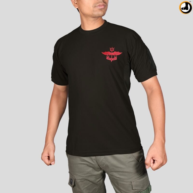 Black T-Shirt with NSG SAG Insignia & Velcro Sleeve Patches