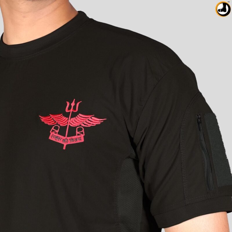 Black T-Shirt with NSG SAG Insignia & Velcro Sleeve Patches - Image 3