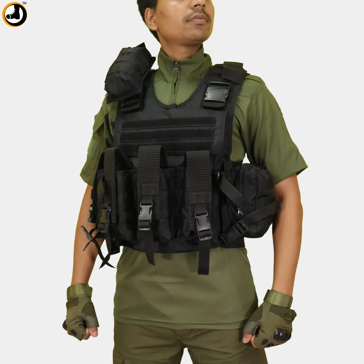 BLACK TACTICAL PREMIUM VEST ONLINE ARMY STORE 4 Black Tactical Utility Vest with Shoulder Pouch – Premium Quality - Image 1
