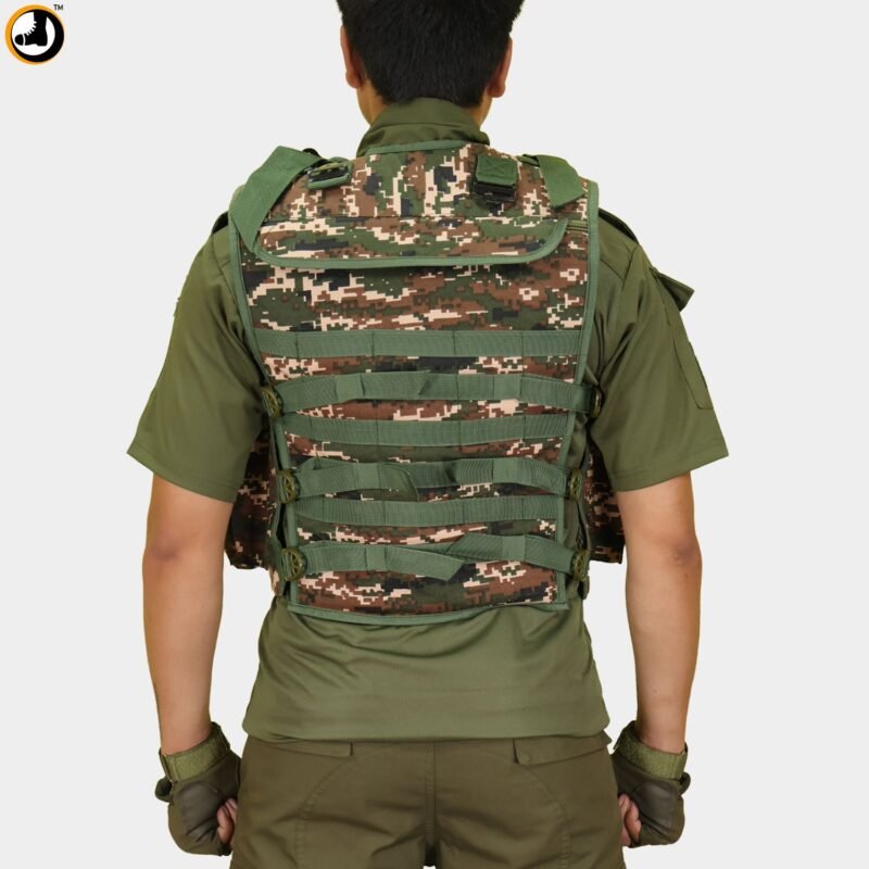 CRPF Tactical Combat Vest with Bulletproof Panel Slot – Digital Camo - Image 3