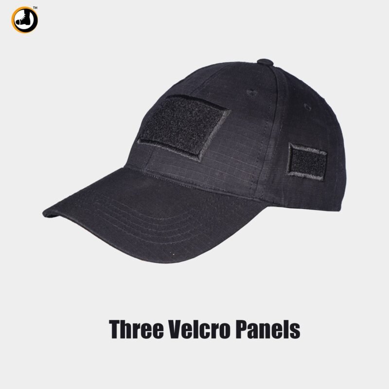 Black Tactical Cap with Triple Velcro Panels - Image 3