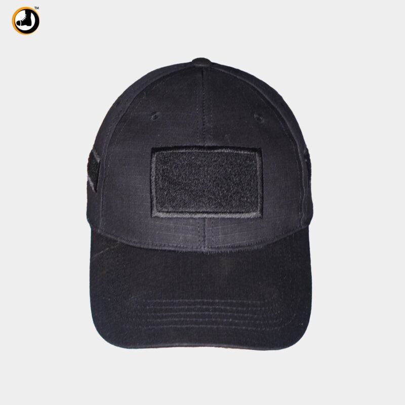 Black Tactical Cap with Triple Velcro Panels - Image 2
