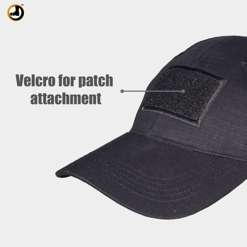 Black Tactical Cap with Triple Velcro Panels - Image 4