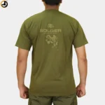 Soldier Never Off Duty Printed Olive Green T-Shirt - Image 4