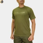 Soldier Never Off Duty Printed Olive Green T-Shirt