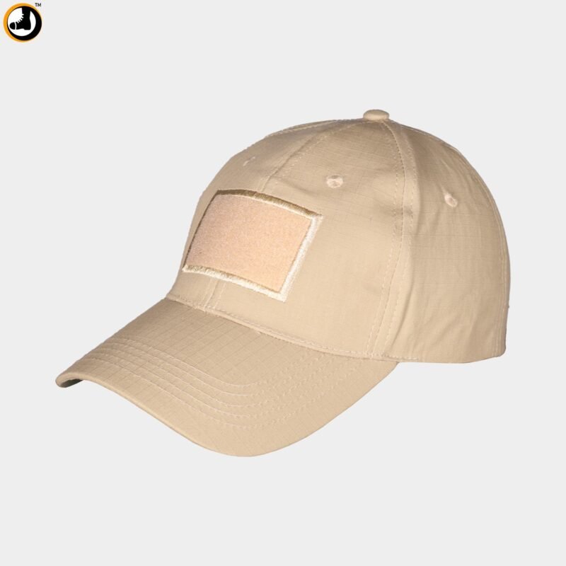 Tactical Sand Beige Cap with Velcro Patch Panel - Image 1