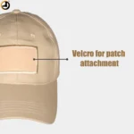 Tactical Sand Beige Cap with Velcro Patch Panel - Image 4
