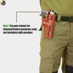 Brown Leather Belt Gun Holster with Cartridge Slots - Image 4