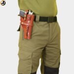Brown Leather Belt Gun Holster with Cartridge Slots