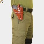Classic Brown Leather Gun Holster with Cartridge Slots & Belt Loop