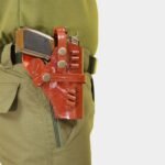 Classic Brown Leather Gun Holster with Cartridge Slots & Belt Loop - Image 2