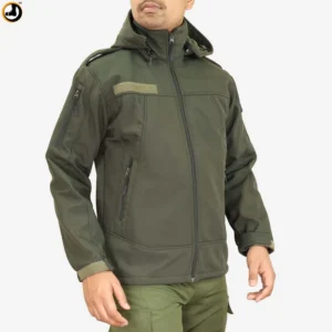 Tactical Army Green Fleece-Lined Softshell Jacket