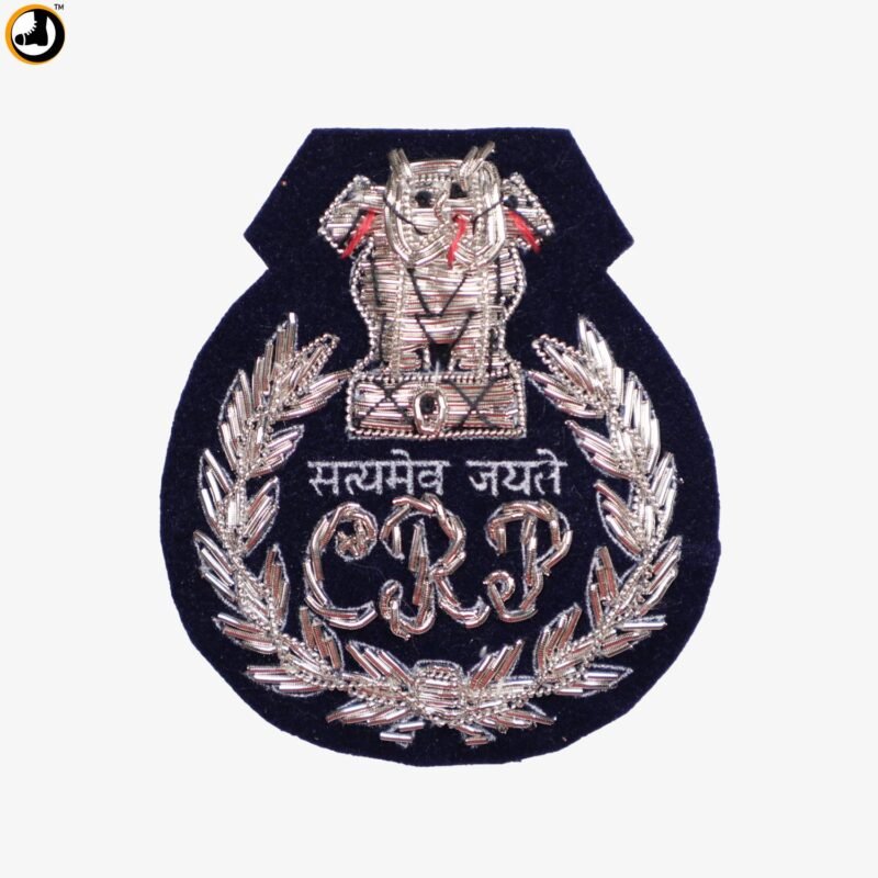 CRP Officers Cap Badge with Zari Embroidery Work