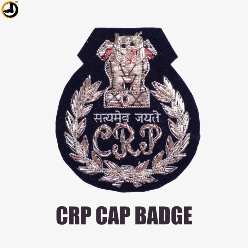 CRP Officers Cap Badge with Zari Embroidery Work - Image 2