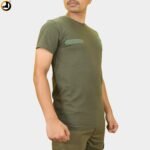 Olive Green Indian Army Logo T-Shirt with Velcro Name Slot - Image 3