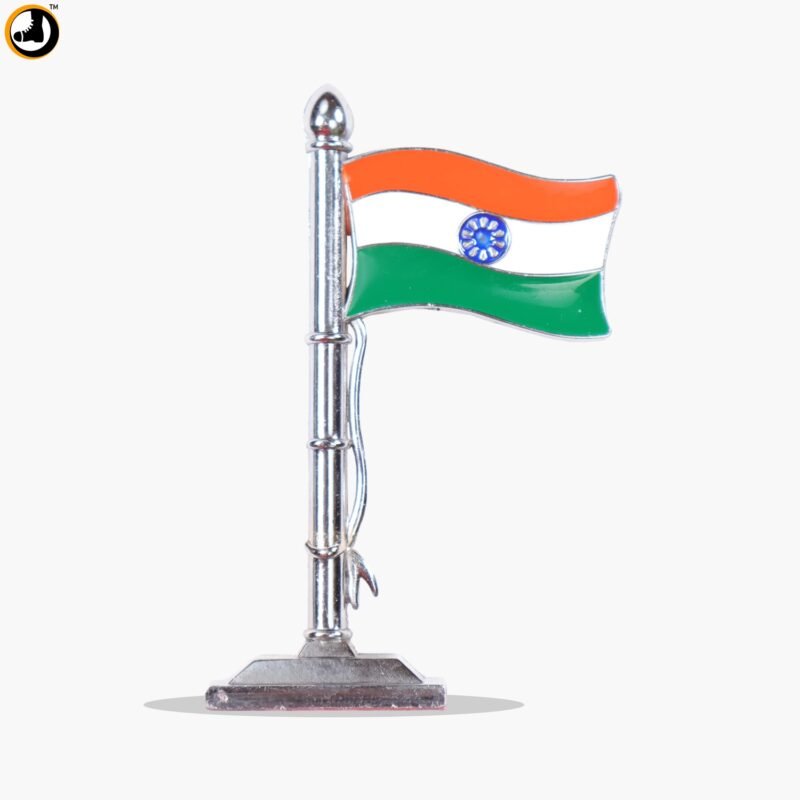 Indian National Flag Car Dashboard Emblem – Patriotic Tricolor Stand