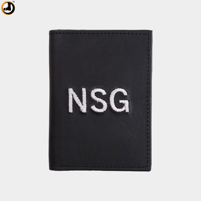 NSG Card Holder – Black Genuine Leather with Embroidered Logo