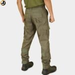 Olive Green Army Tactical Cargo Pants – 6 Pocket Combat Trouser with Elastic Waist & Velcro Closure - Image 2