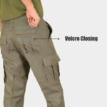 Olive Green Army Tactical Cargo Pants – 6 Pocket Combat Trouser with Elastic Waist & Velcro Closure - Image 3