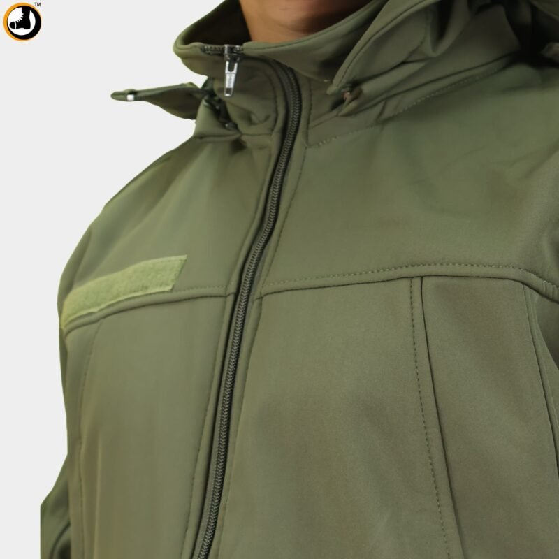 Tactical Army Green Fleece-Lined Softshell Jacket - Image 6