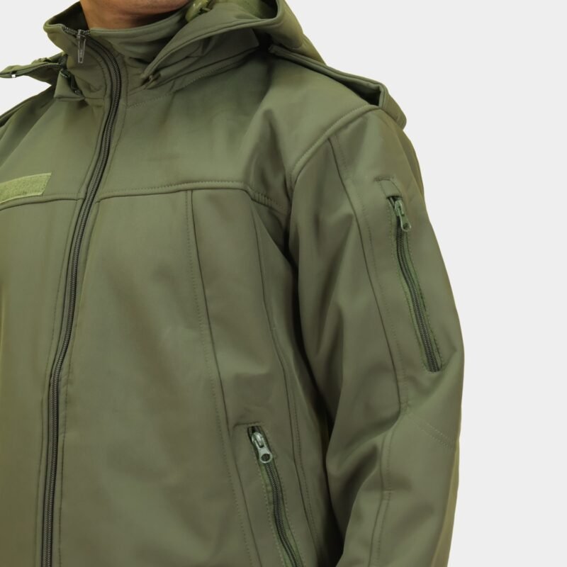 Tactical Army Green Fleece-Lined Softshell Jacket - Image 7