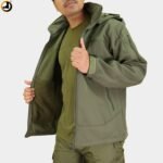 Tactical Army Green Fleece-Lined Softshell Jacket - Image 8