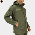 Tactical Army Green Fleece-Lined Softshell Jacket - Image 3