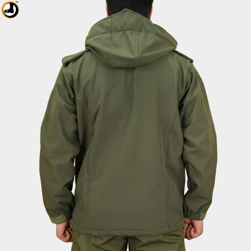 Tactical Army Green Fleece-Lined Softshell Jacket - Image 10