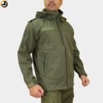 Tactical Army Green Fleece-Lined Softshell Jacket - Image 2