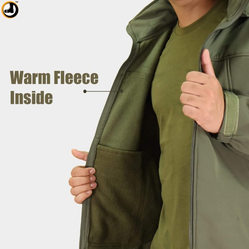 Tactical Army Green Fleece-Lined Softshell Jacket - Image 9